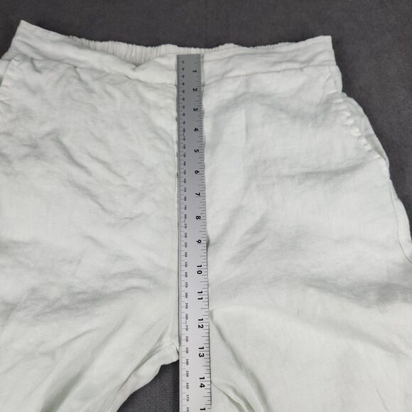 M Rena Linen Pants Women's Sz Large Blend Wide Slit Leg Distressed Look USA Made - Picture 5 of 12